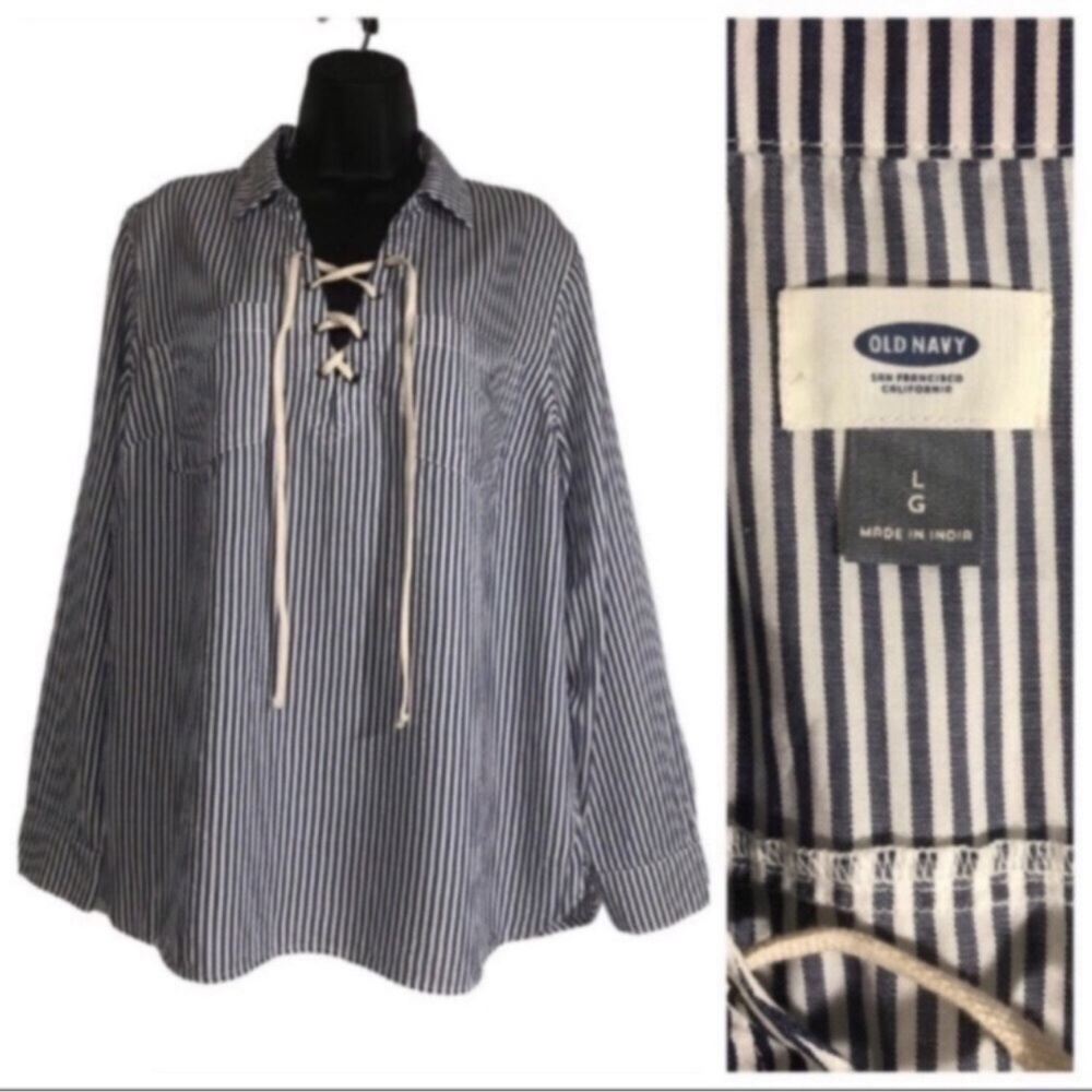 Old Navy O.N. Size Large Nautical Striped long sleeve pullover Women's Shirt Top